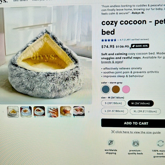 Brand new olvys cozy cocoon pet bed medium - Picture 2 of 4